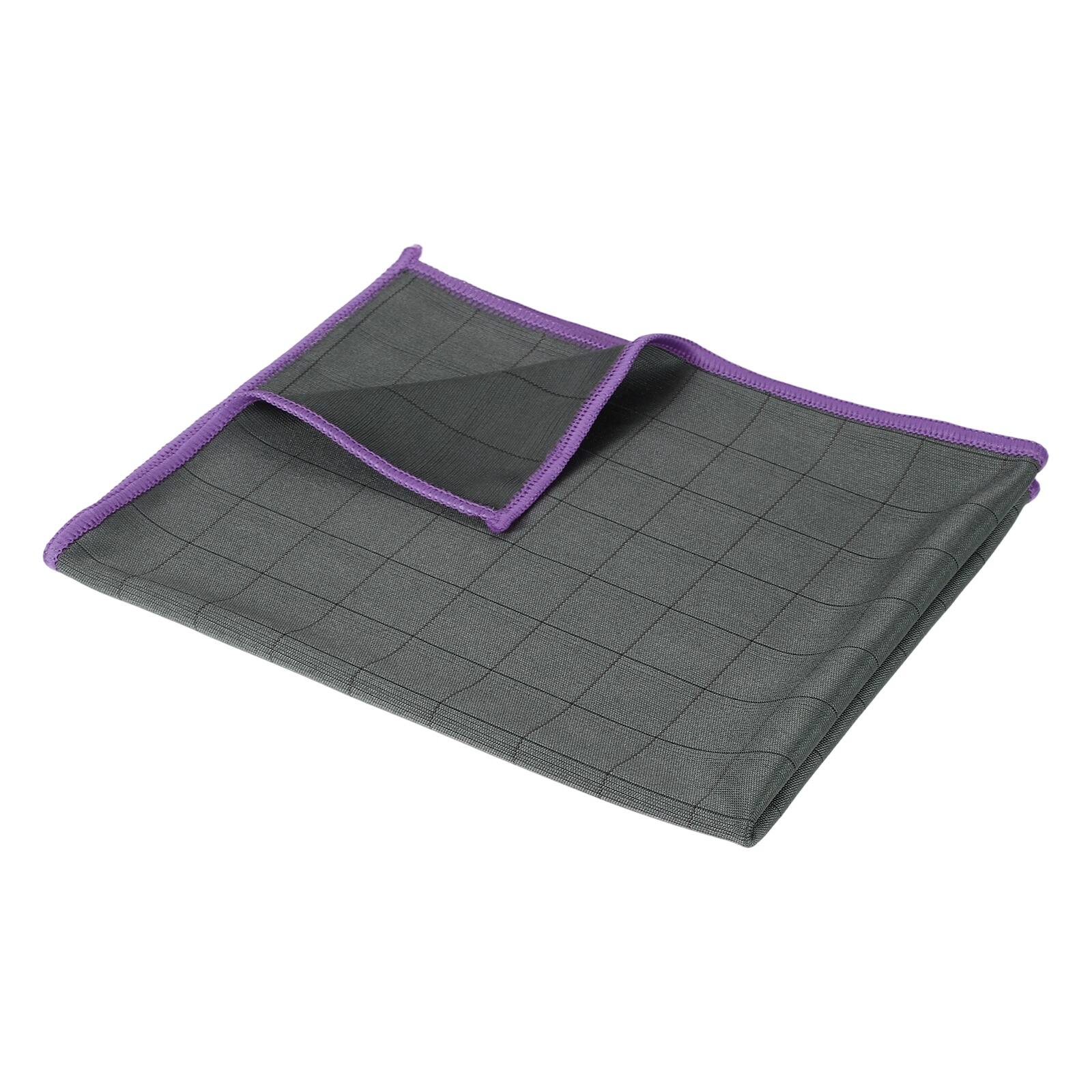 Front. Unique Bargains - 20x16 Inches Carbon Microfiber Cloth, 1pc Ultra Absorbent Lint Free Towel for Glass, Mirror, Kitchen, Cars, Dish - Purple.