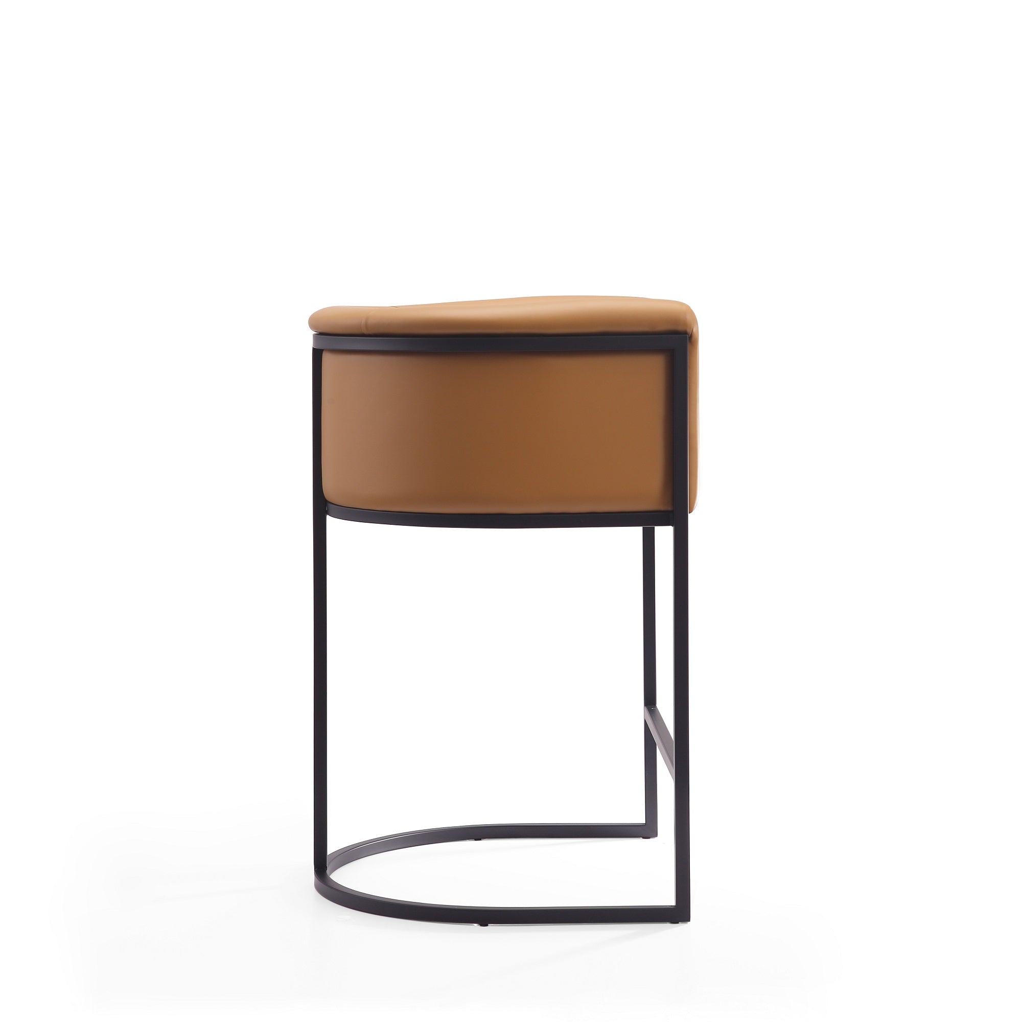 Angle. Manhattan Comfort - Cosmopolitan Mid-Century Modern Metal Upholstered Counter Stool - Camel.