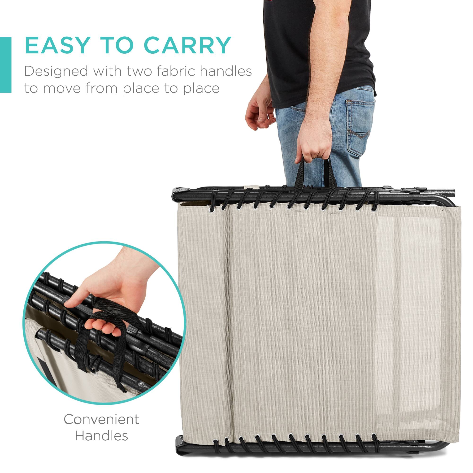 EASY TO CARRY  
Designed with two fabric handles to move from place to place  
Convenient Handles