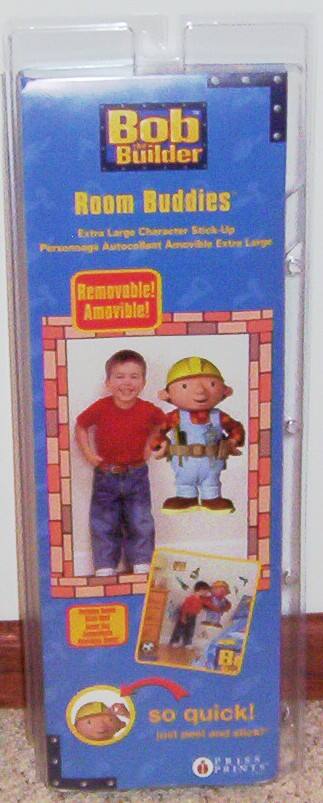 Bob Builder  
Room Buddies  
Extra Large Character Stick Up  
Personnages Autocollant Amovible Extra Large  

Removable!  
Amovible!  

so quick!  
just peel and stick  

B