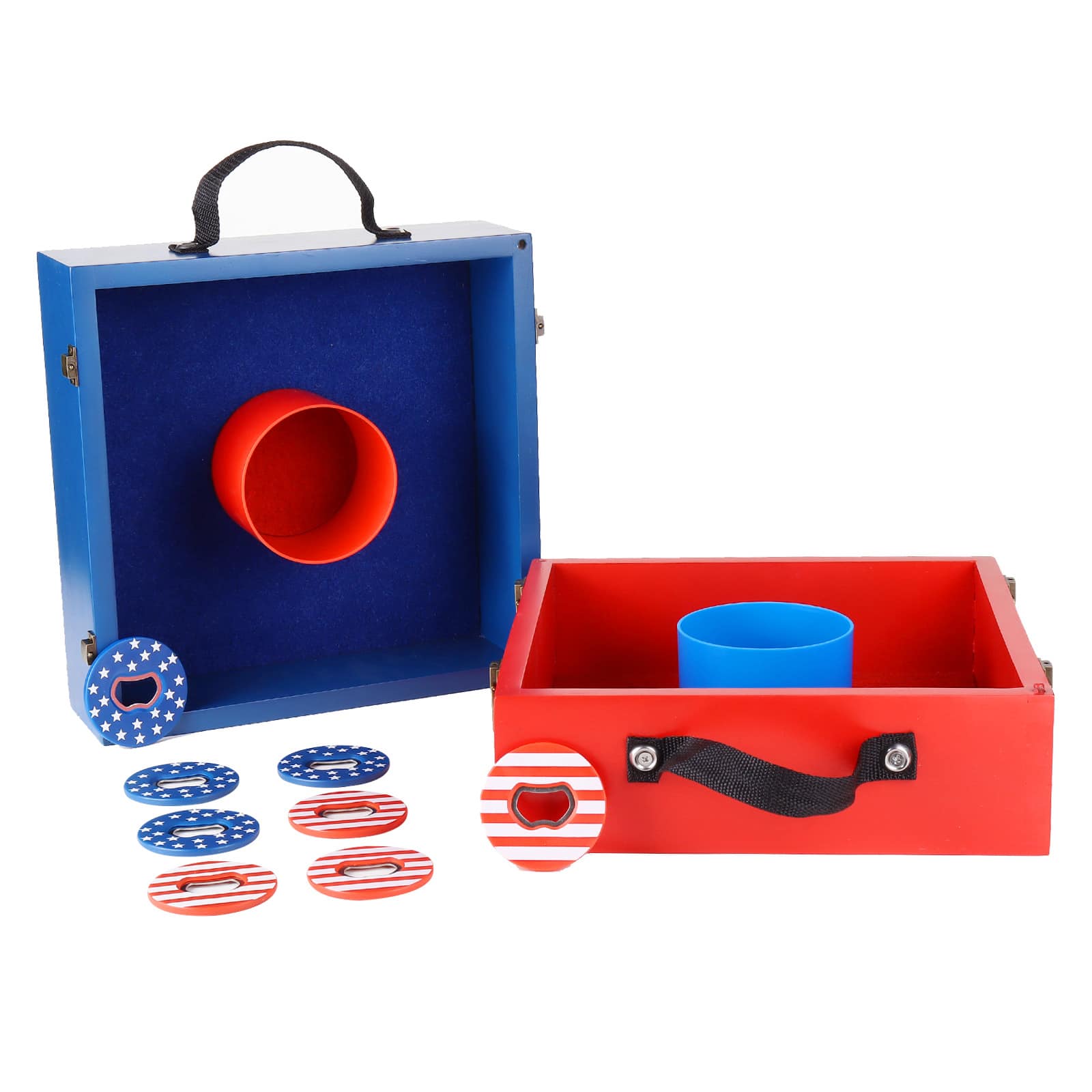 GSE Games & Sports Expert - Quality Outdoor Solid Wood Washer Toss Game Set with Set of 8 Replacement Washers - Red/Blue price history on PriceWatchPro