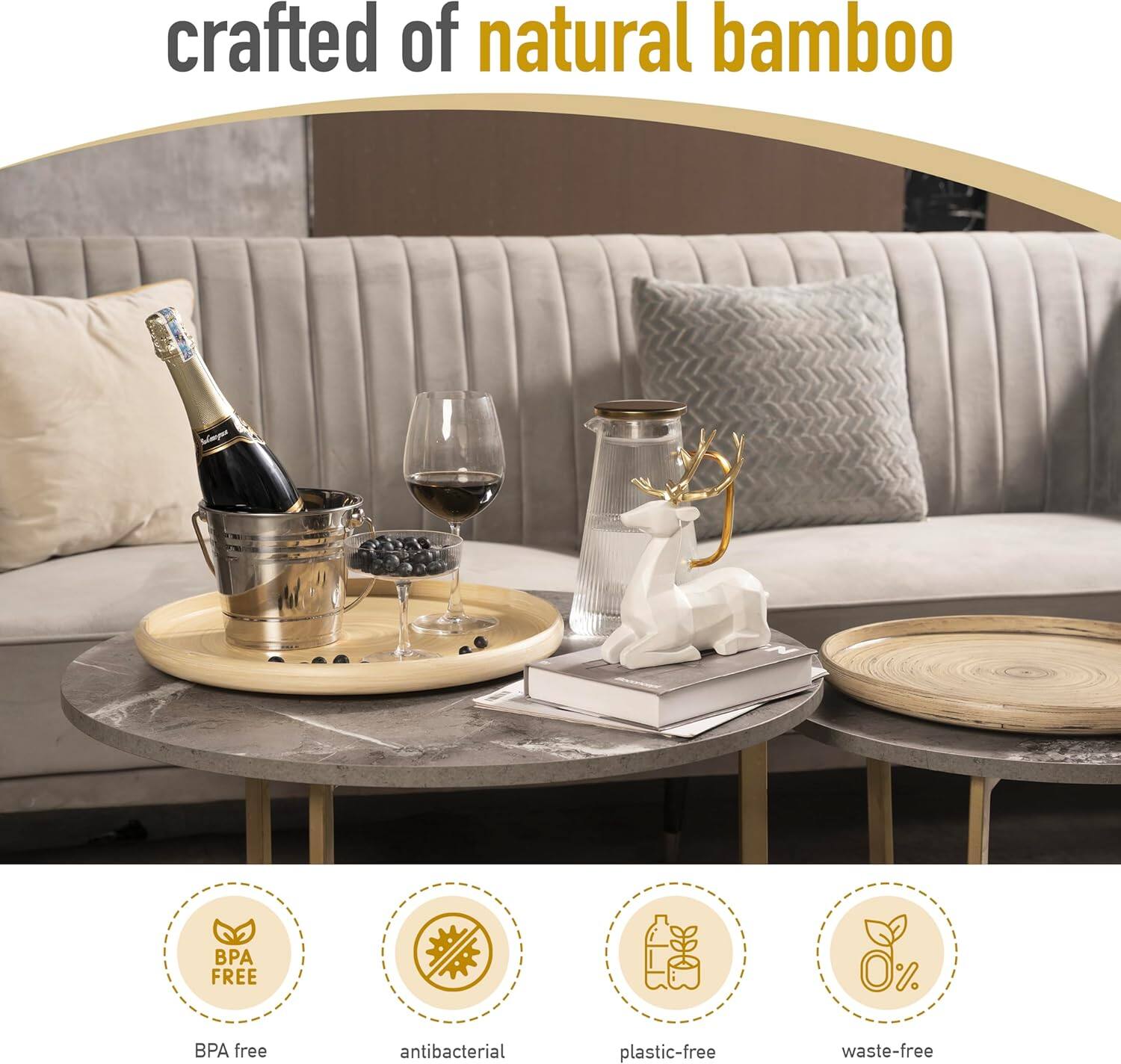crafted of natural bamboo

- BPA free
- antibacterial
- plastic-free
- waste-free