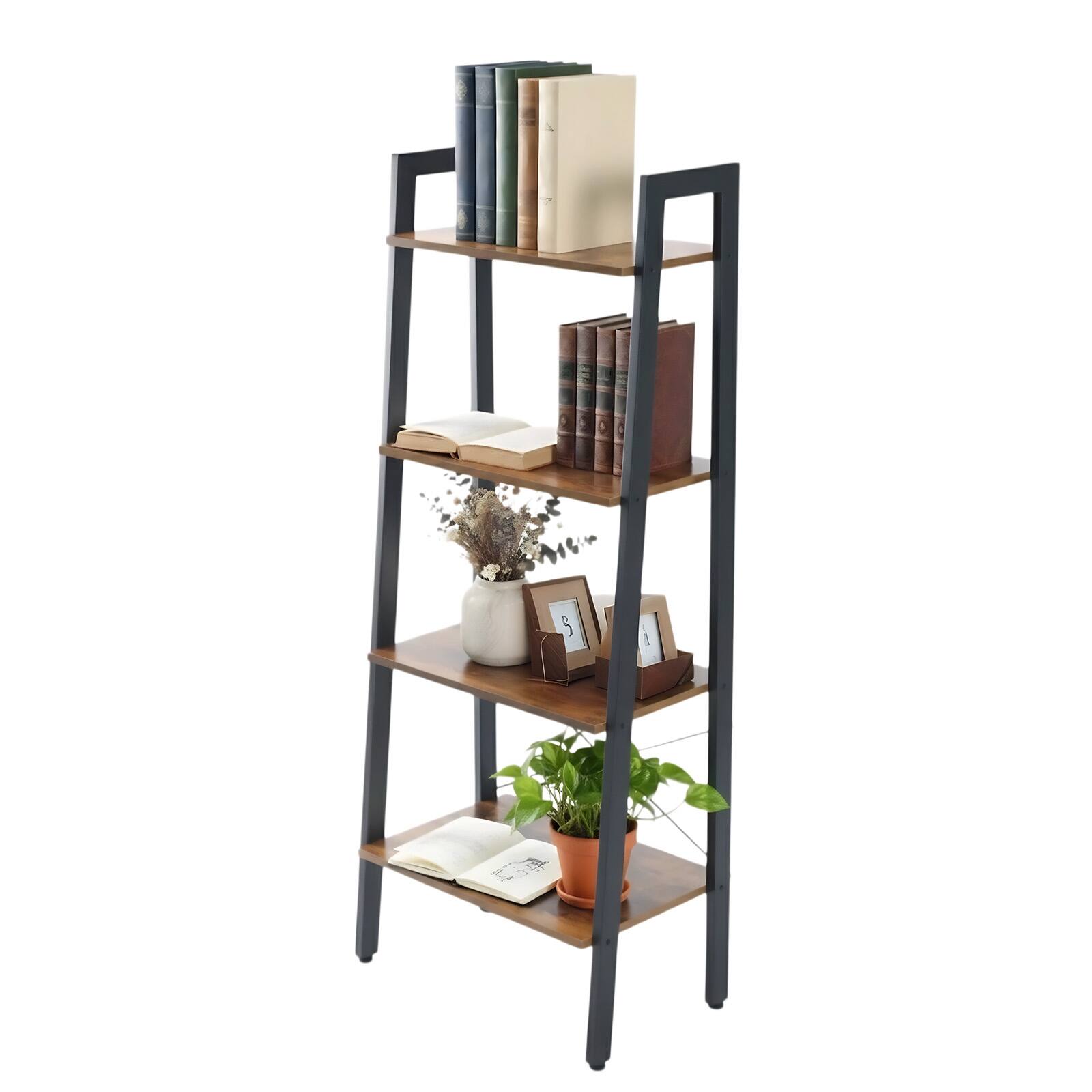 Front. Lirago - 4-Tier Metal Storage Shelves Small Storage Shelves ( 24.8-in H x 13.58-in W x 4.13-in D ) - Black.