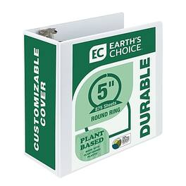 Samsill - Earth's Choice Plant-Based Durable 5" View Binders, 3-Ring , Made in USA - White