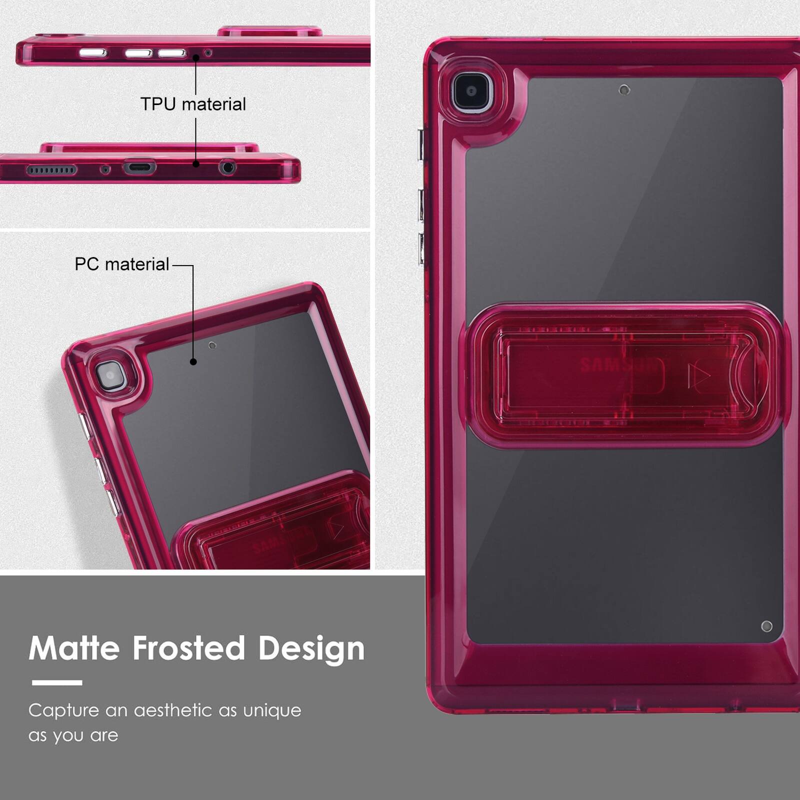 TPU material  
PC material  
SAMSUNG  
Matte Frosted Design  
Capture an aesthetic as unique as you are