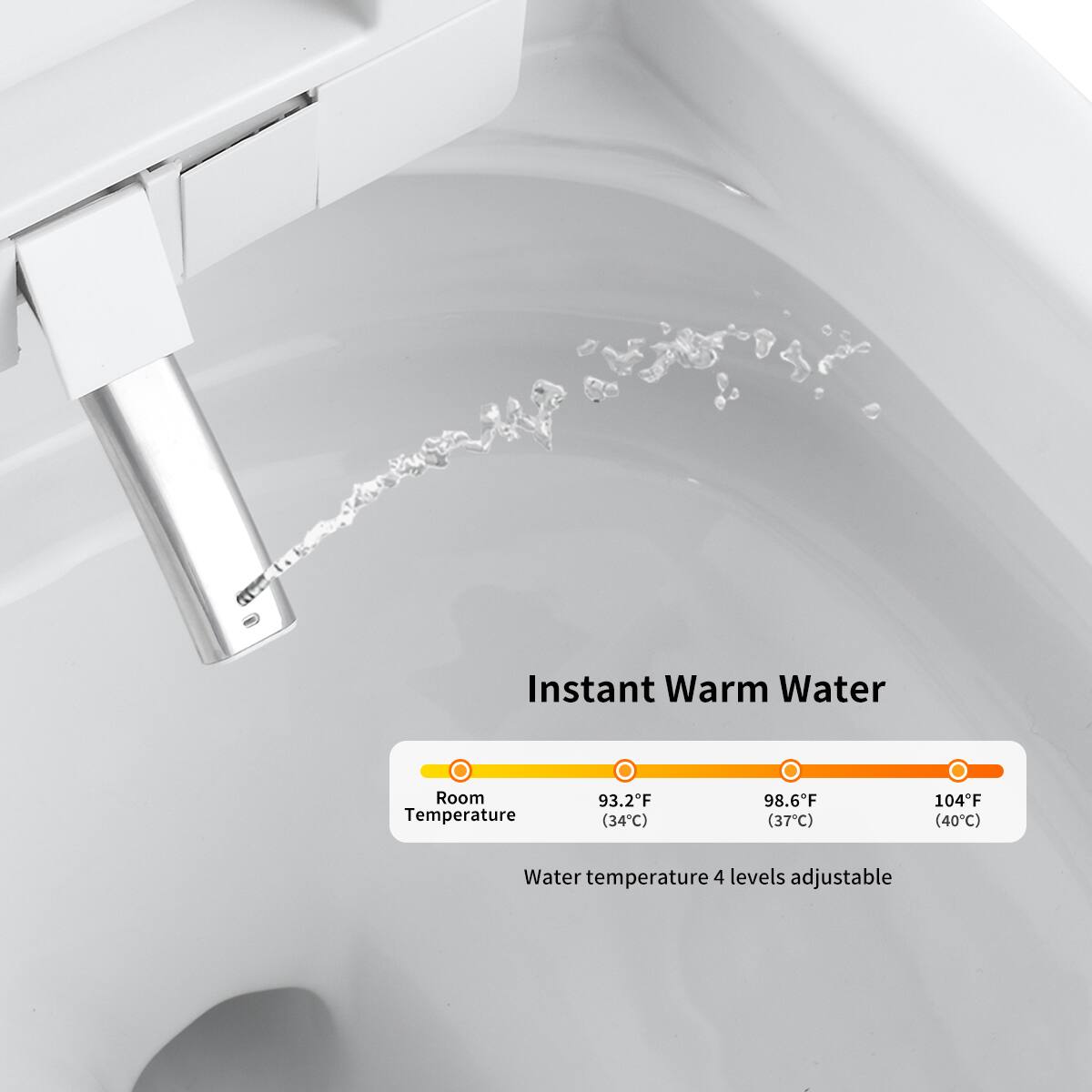 Instant Warm Water

Room Temperature

93.2°F (34°C) 98.6°F (37°C) 104°F (40°C)

Water temperature 4 levels adjustable