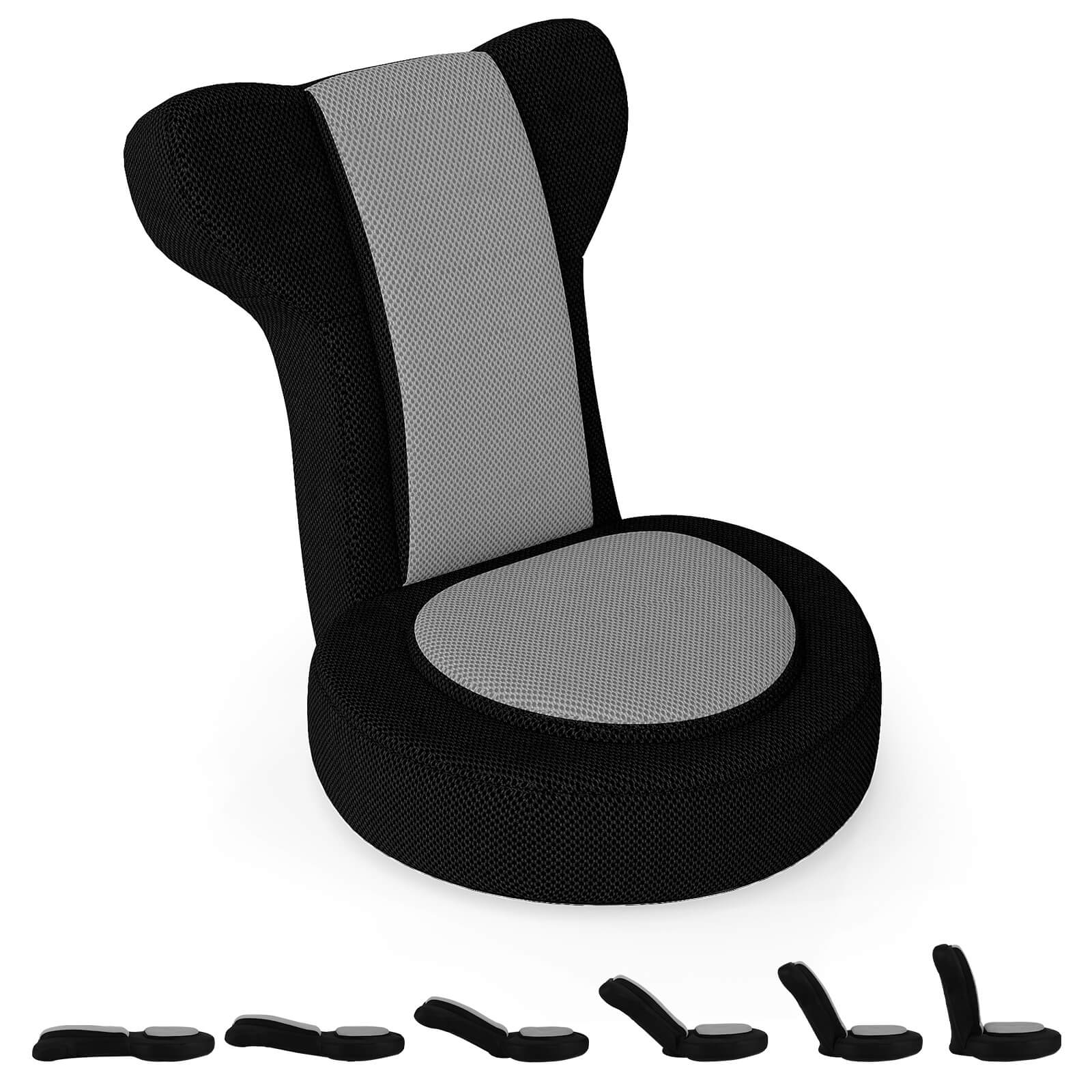 Alt View 8. Costway - Costway Lazy Sofa Chair with Adjustable Headrest & Backrest, Sponge Padded Seat,Metal Frame - Black + Gray.