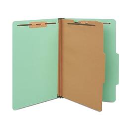 Staples - 60% Recycled Pressboard Classification Folder, 1-Divider, 1.75" Expansion, Legal Size, Light 20/Box - Green