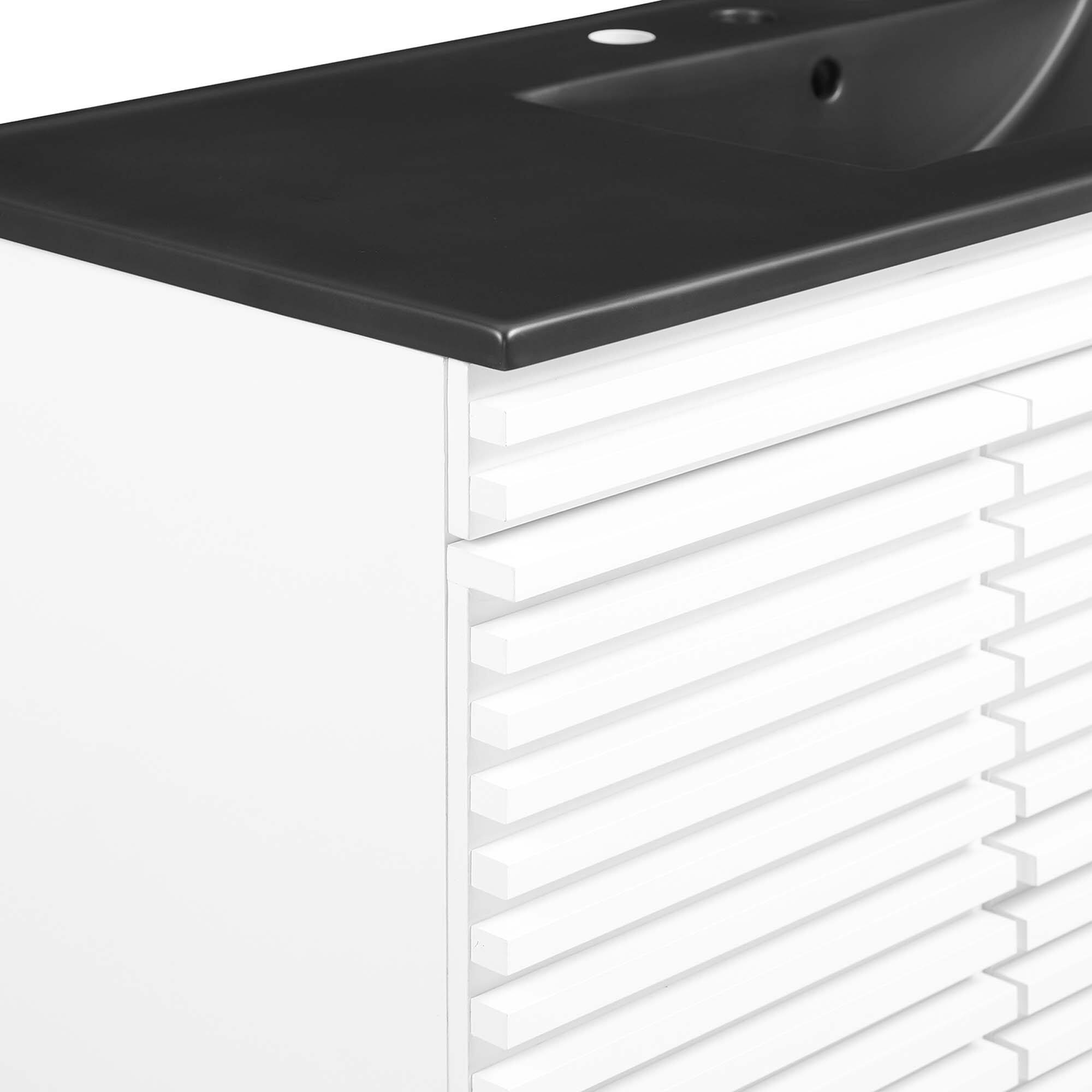 Alt View 7. Modway - Render 48" Wall-Mount Bathroom Vanity Basin Included by Modway - White Black.
