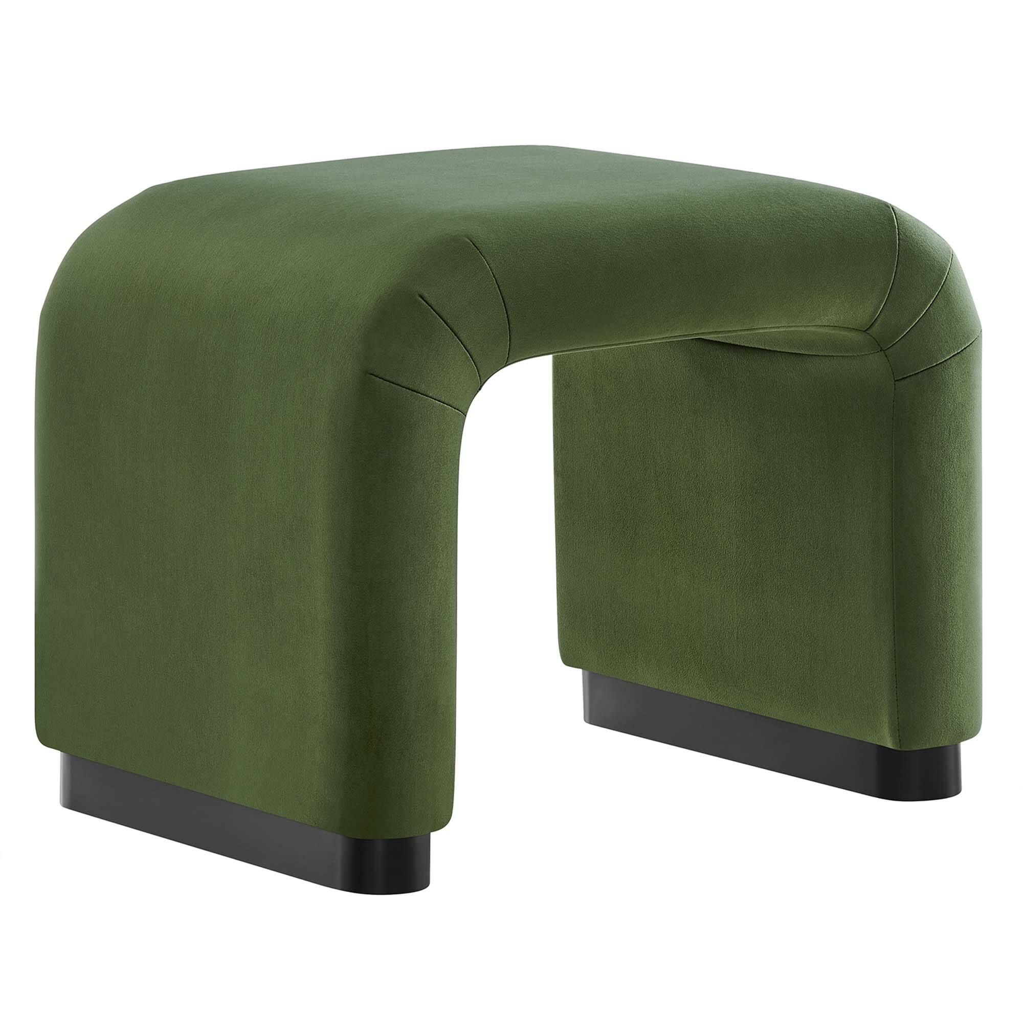 Angle. Modway - Koda Performance Velvet Waterfall Stool by Modway - Black Moss Green.