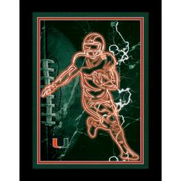 Fan Creations - Miami Hurricanes 12'' x 16'' Framed Neon Player Print - Black