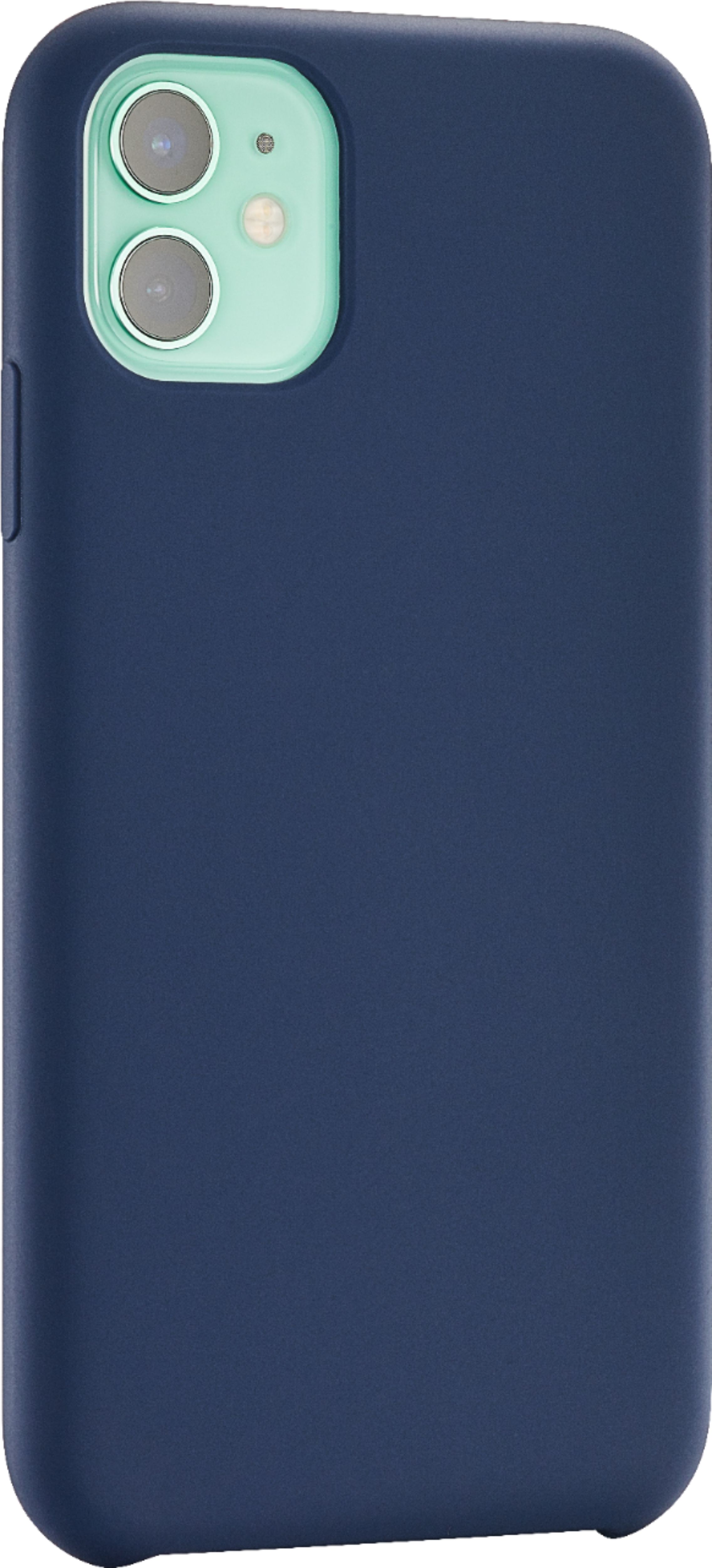 Angle View: Insignia™ - Silicone Hard Shell Case for Apple® iPhone® 11 - Midnight Navy Blue