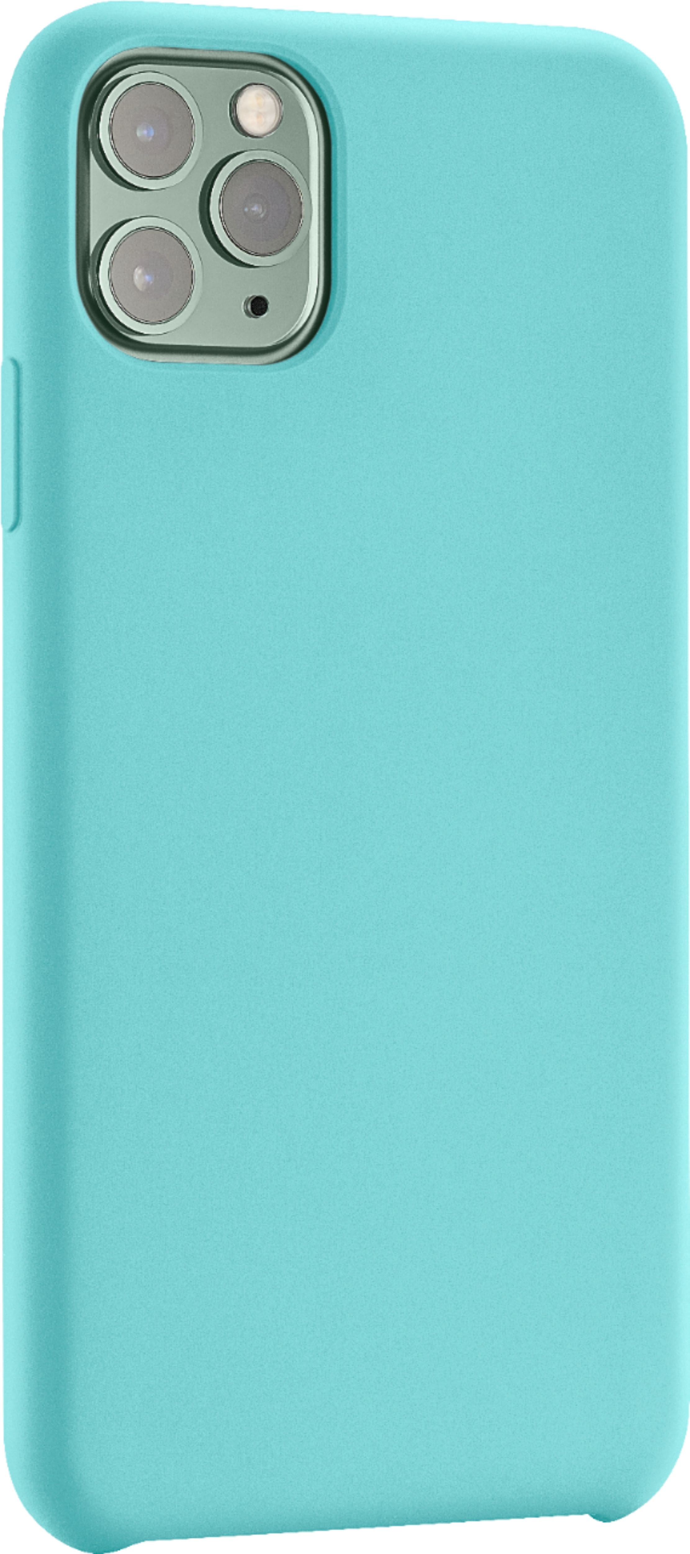 Angle View: Insignia™ - Silicone Hard Shell Case for Apple® iPhone® 11 Pro Max - Aqua Blue