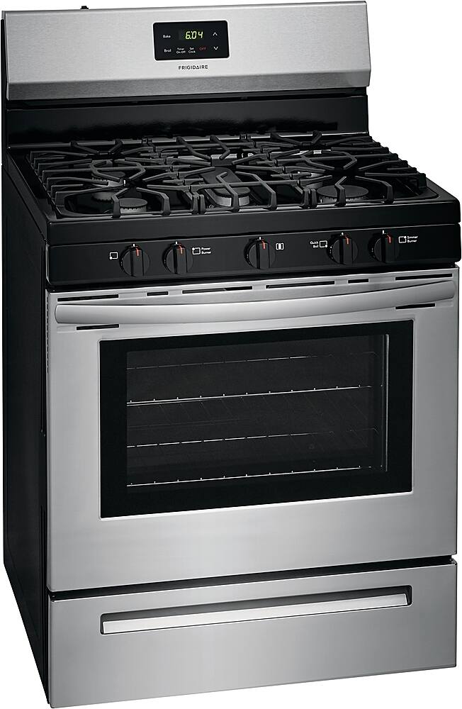 Left. Frigidaire - 5.0 Cu. Ft. Freestanding Gas Range - Stainless steel.