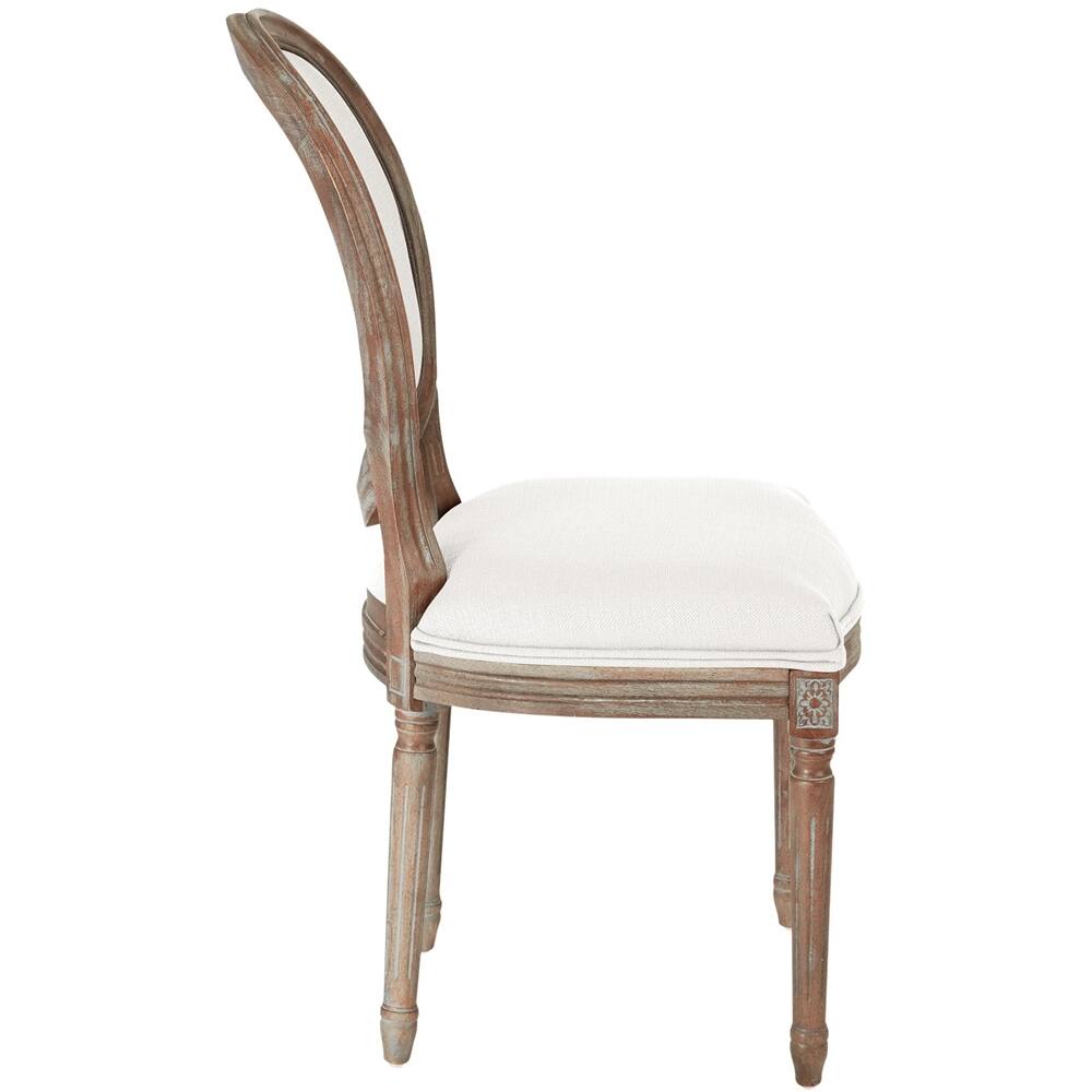 Left View: AveSix - Lillian Collection Traditional Fabric Chair - Linen