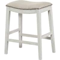 OSP Designs - Contemporary Wood Saddle Stool (Set of 2) - Beige - Left_Zoom