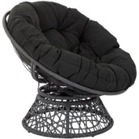 OSP Designs - Papasan Metal & Wicker Lounge Chair - Black - Front_Zoom