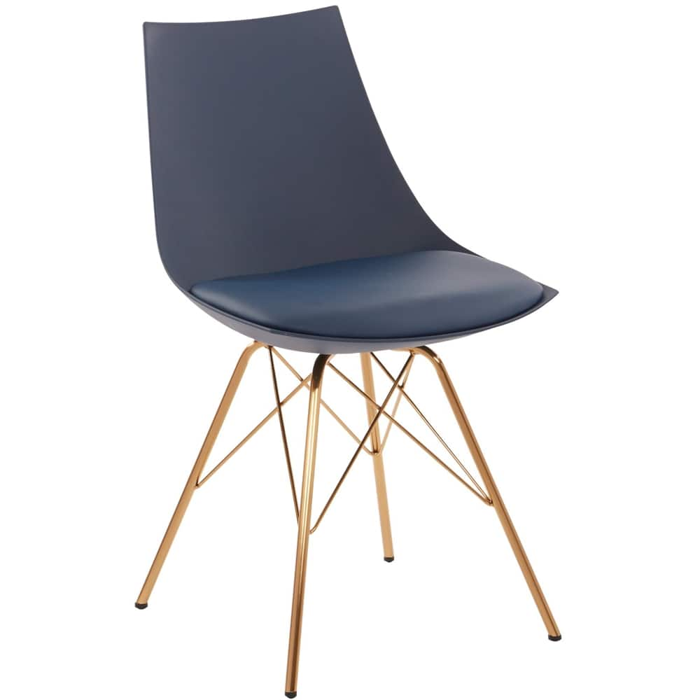 Left View: OSP Home Furnishings - Oakley Chair - Navy/Gold