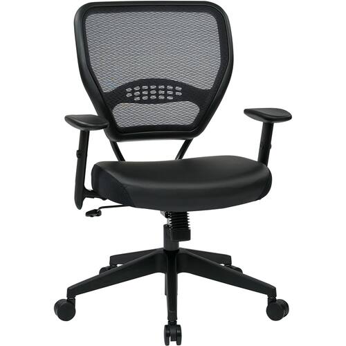 Professional Dark Air Grid Back Managers Office Chair Black Eco Leather Seat