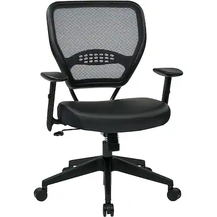 Front. Space Seating - 57 Series Bonded Leather Office Chair - Black.