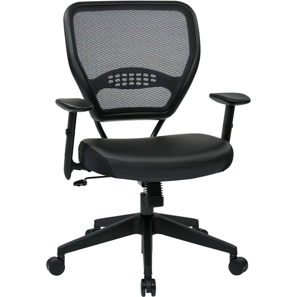 Front. Space Seating - 57 Series Bonded Leather Office Chair - Black.