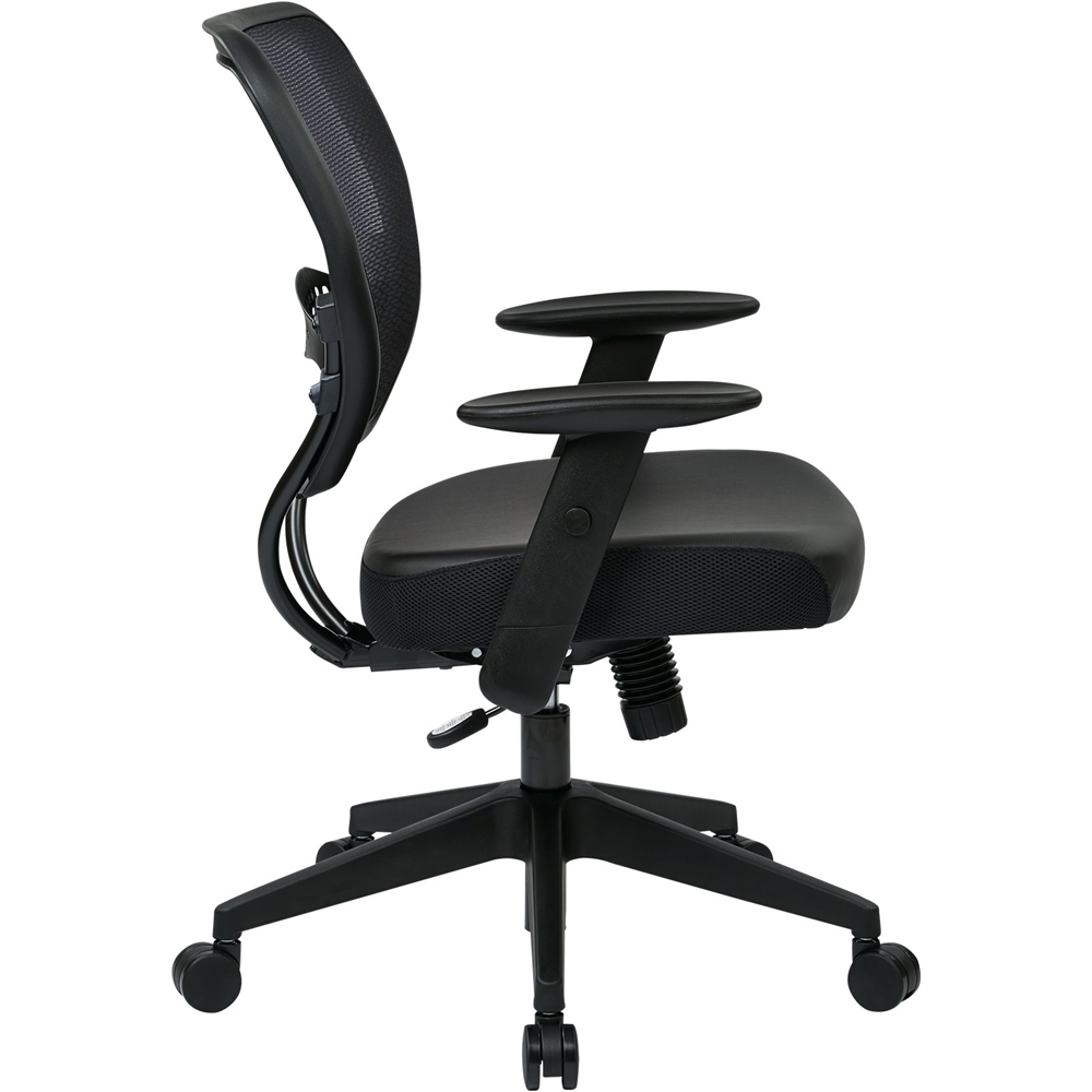 Left View: Space Seating - 57 Series Bonded Leather Office Chair - Black