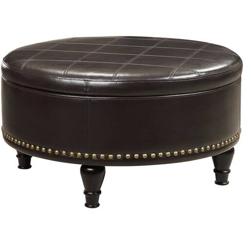 INSPIRED by Bassett Augusta Storage Leather Ottoman in Espresso