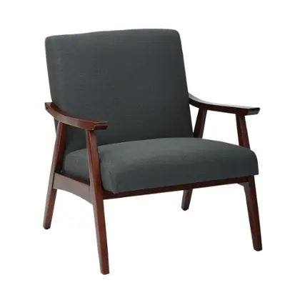 Front. OSP Home Furnishings - Davis Mid-Century Fabric Armchair - Klein Charcoal.