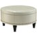 Front Zoom. OSP Home Furnishings - Augusta Round Mid-Century Wood / Bonded Leather Ottoman With Inner Storage - Cream.