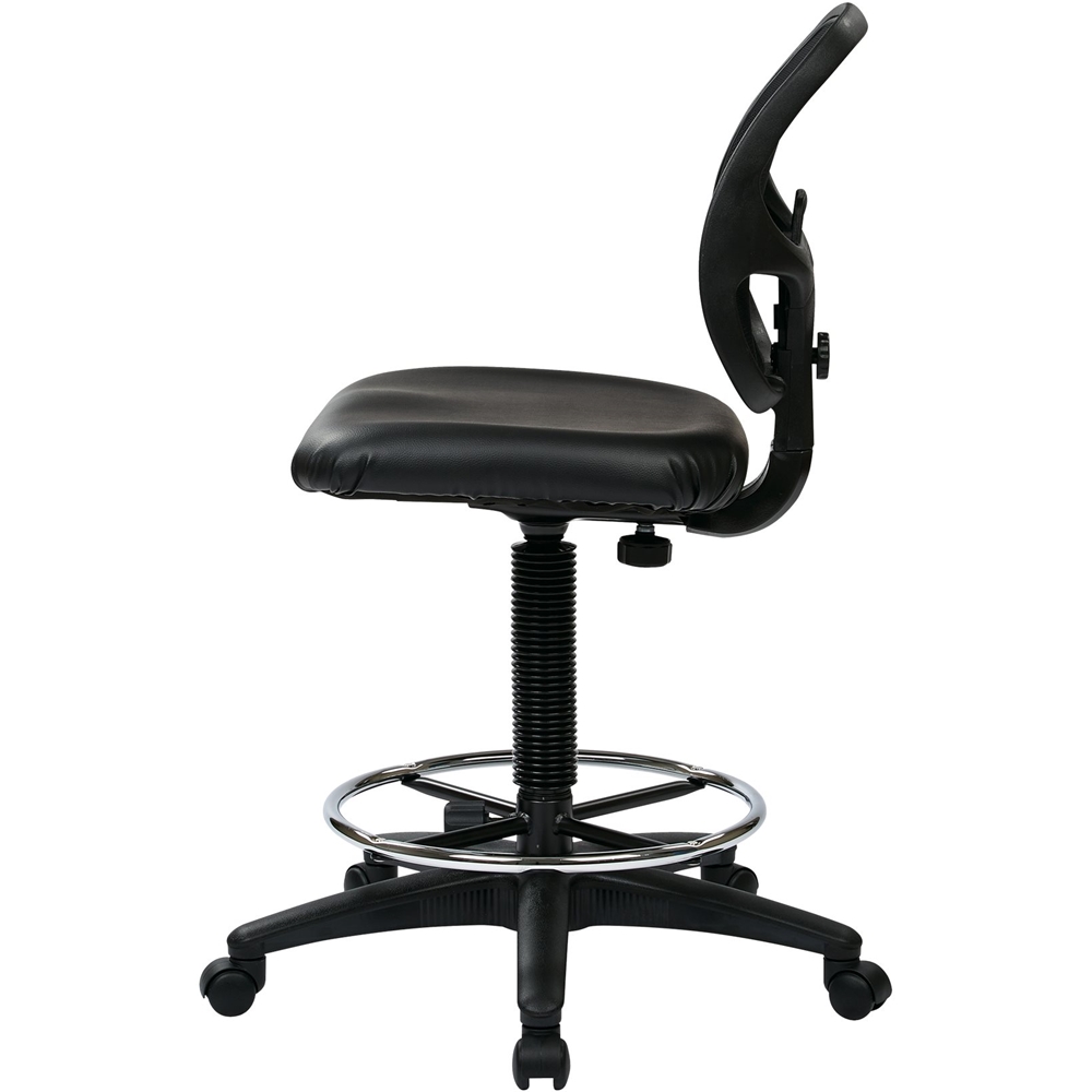 Angle View: WorkSmart - EM Series Bonded Leather Office Chair - Black/Silver