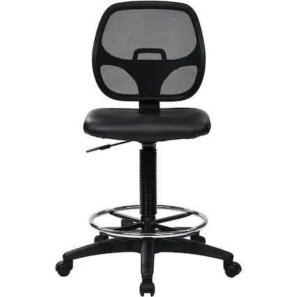 Front. WorkSmart - DC Series Vinyl Drafting Chair - Black.