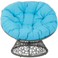 OSP Designs - Papasan Metal & Wicker Lounge Chair - Blue - Front_Zoom
