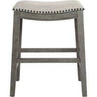 OSP Home Furnishings - Contemporary Wood Saddle Stool (Set of 2) - Gray - Front_Zoom