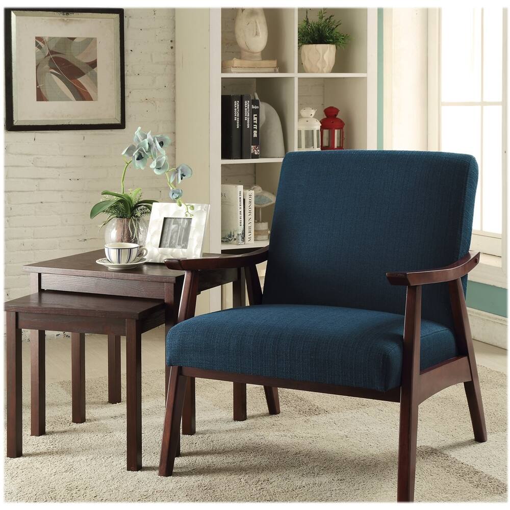 Left View: WorkSmart - Davis Mid-Century Fabric Armchair - Blue/Klein Azure