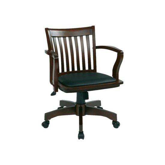 Osp Designs Wood Bankers Vinyl Chair, Wood Bankers Chair With Padded Seat