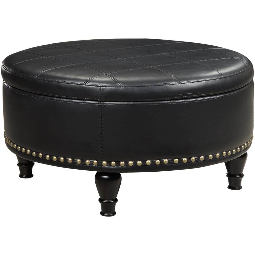 Front Zoom. OSP Home Furnishings - Augusta Mid-Century Bonded Leather Ottoman With Inner Storage - Black.
