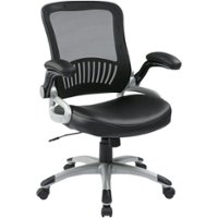 WorkSmart - EM Series Bonded Leather Office Chair - Black/Silver - Front_Zoom