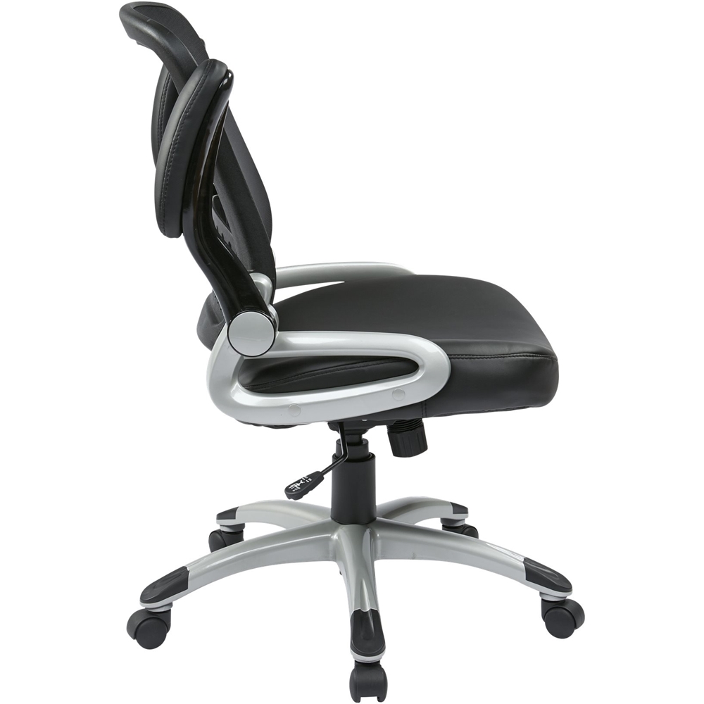 Left View: WorkSmart - EM Series Bonded Leather Office Chair - Black/Silver