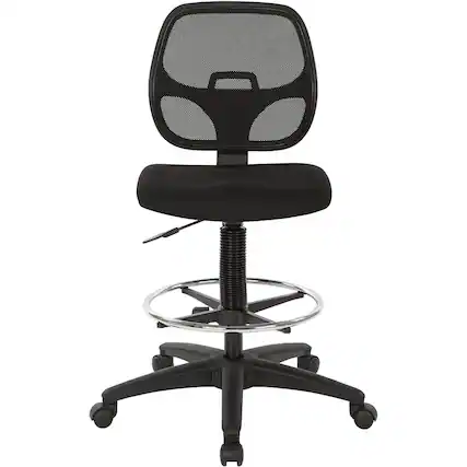 Front. WorkSmart - Baldwin 5-Pointed Star Faux Leather Office Chair - Black.