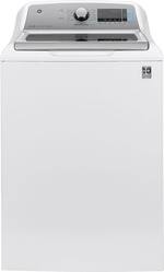 GE - 5.2 Cu. Ft. High-Efficiency Top Load Washer - White On White With Silver Backsplash - Front_Standard