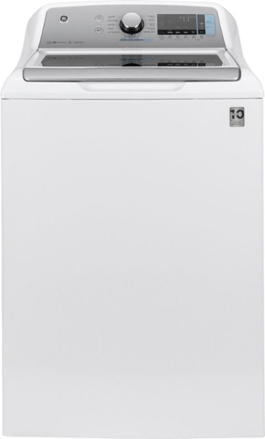GE – 5.2 Cu. Ft. High-Efficiency Top Load Washer – White On White With Silver Backsplash