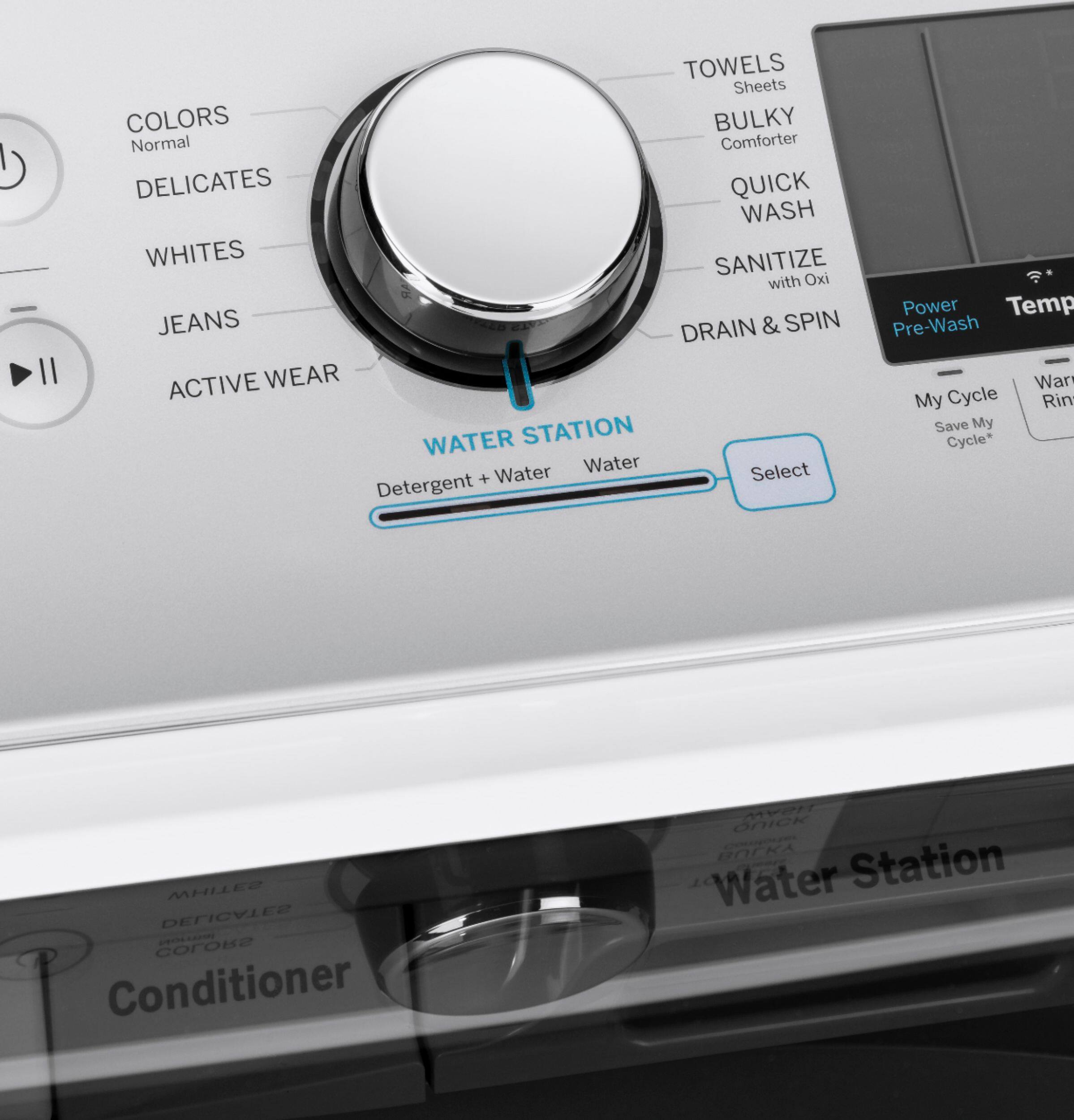 Alt View 11. GE - 5.2 Cu. Ft. High-Efficiency Top Load Washer - White on White/Silver Backsplash.
