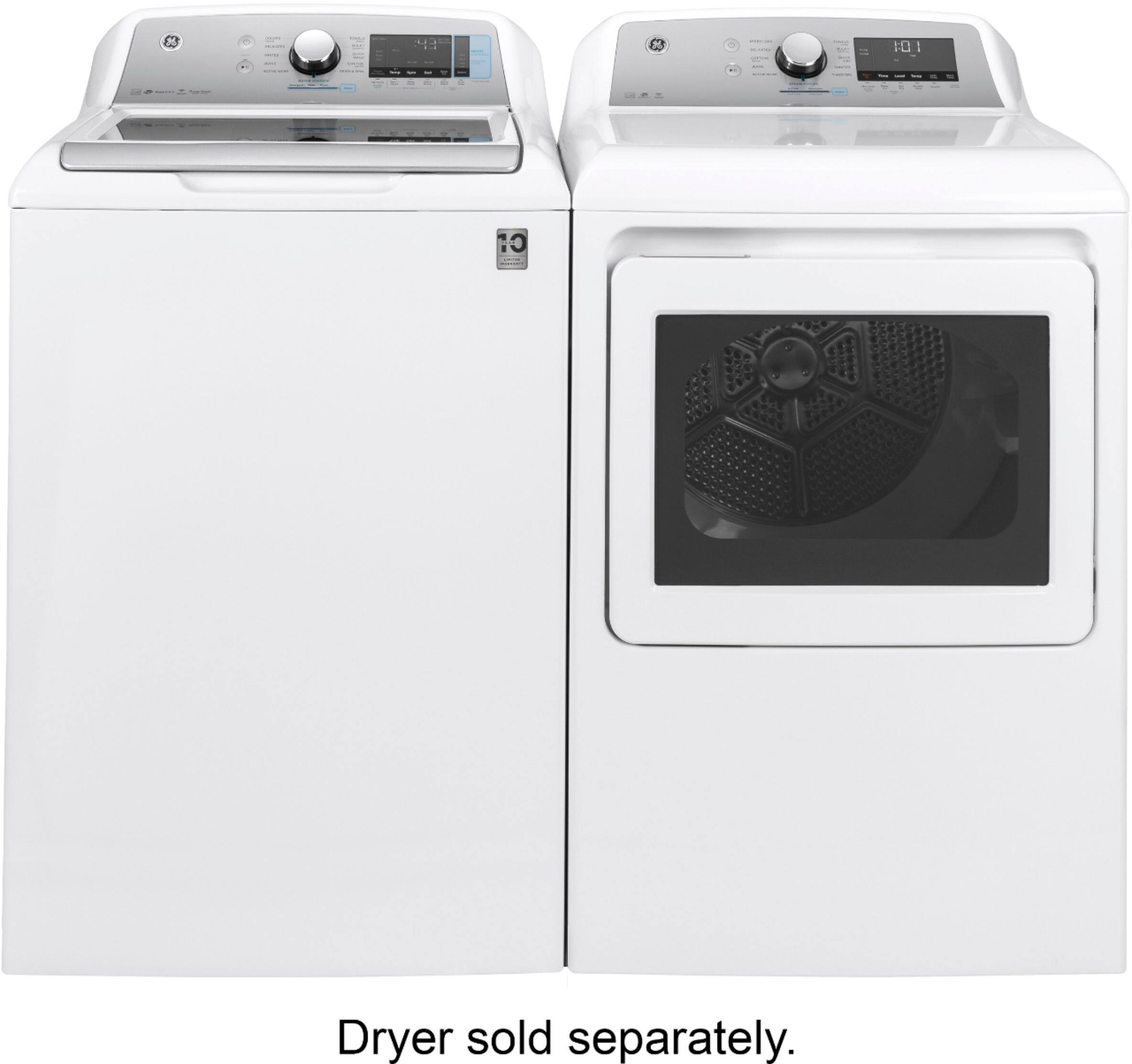 Alt View 13. GE - 5.2 Cu. Ft. High-Efficiency Top Load Washer - White on White/Silver Backsplash.