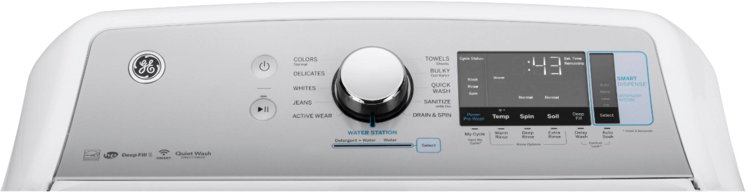 Alt View 1. GE - 5.2 Cu. Ft. High-Efficiency Top Load Washer - White on White/Silver Backsplash.