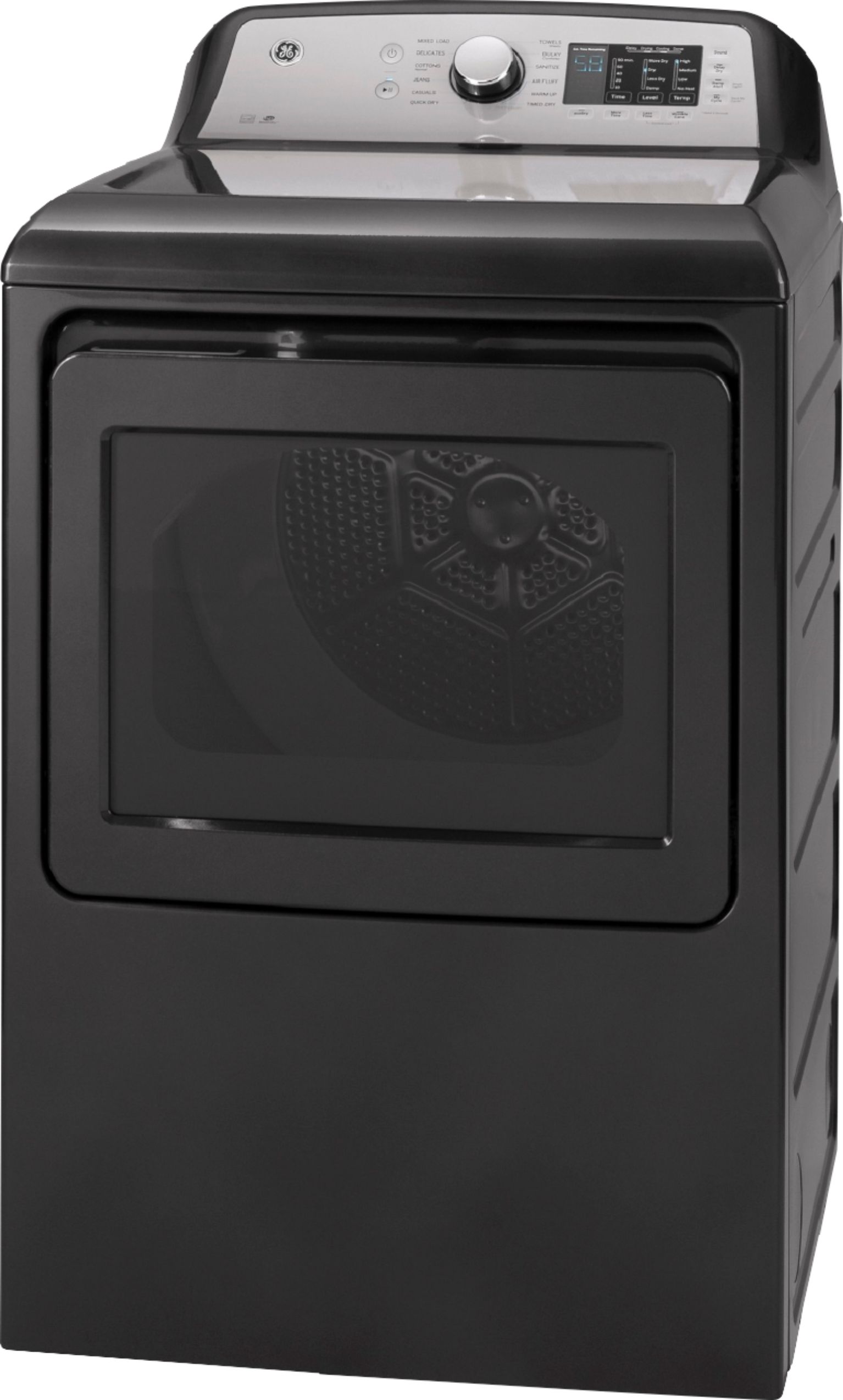 Left View: GE - 7.4 Cu. Ft. 12-Cycle Electric Dryer - Diamond Gray