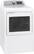 Angle. GE - 7.4 Cu. Ft. 13-Cycle Gas Dryer with Steam - White On White With Silver Backsplash.