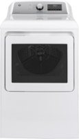 GE - 7.4 Cu. Ft. 13-Cycle Gas Dryer with Steam - White on White/Silver Backsplash - Front_Zoom