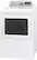 Left. GE - 7.4 Cu. Ft. 13-Cycle Gas Dryer with Steam - White On White With Silver Backsplash.