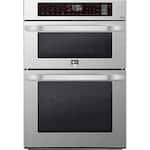 LG - STUDIO 30" Combination Double Electric Convection Wall Oven with Built-In Microwave, Wifi, and Infrared Heating - Stainless steel - Front_Standard