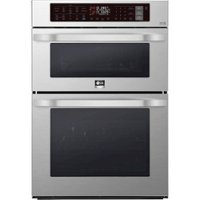 LG - STUDIO 30" Combination Double Electric Convection Wall Oven with Built-In Microwave, Wifi, and Infrared Heating - Stainless steel - Front_Zoom